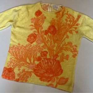 Vintage wool–angora blend Darlene hand-screen print sweater